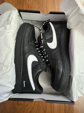 Supreme Black Sneakers AF1 with White Swoosh